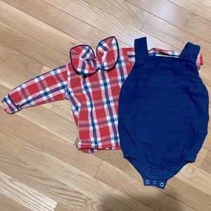 Grace & James kids William plaid bubble set. Size 6 mo, EUC.